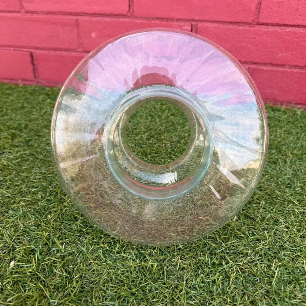 Vtg Hurricane Lampshade Clear Ribbed Glass Hurricane Chimney Mid Century Cottage